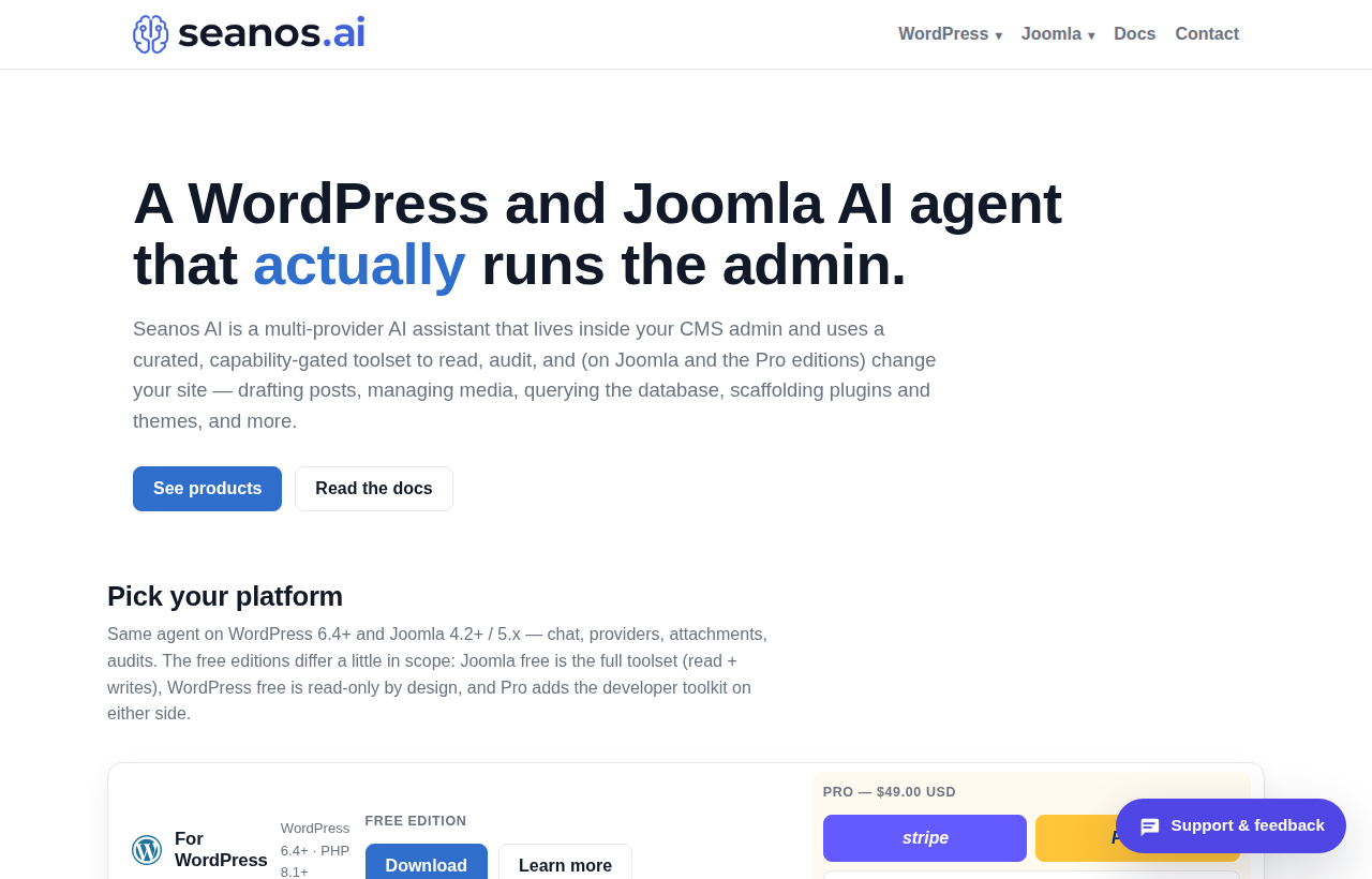 The seanos.ai homepage